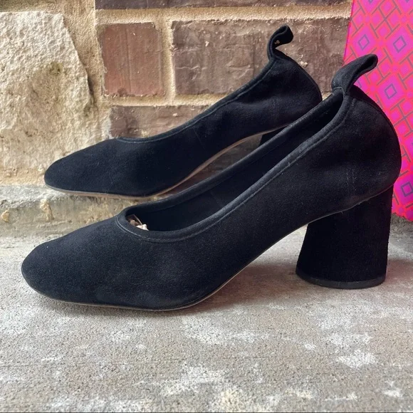Tory Burch Heels Column Block Therese 65mm Black Suede Round Toe Womens 9 - Picture 3 of 14